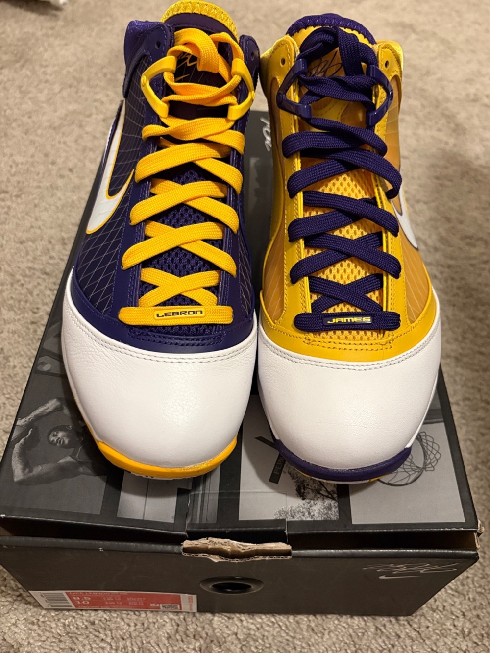 Nike LeBron VII QS Two-Tone Purple and Gold Basketball Sneakers Laker Colors